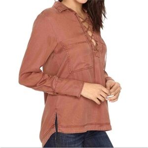 Free People Terracotta Lace-Up Top
